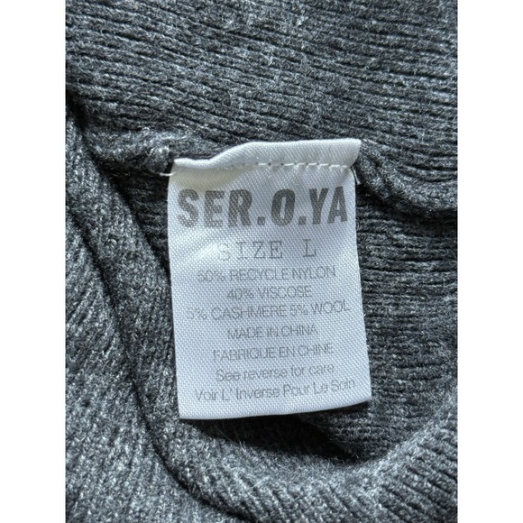Ser.o.ya Alexandria Sweater Dress Large Gray Turtleneck Blouson Long Sleeve - Picture 6 of 8